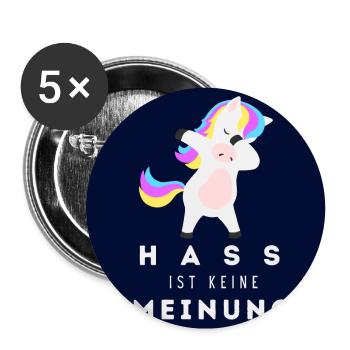 Einhorn Hass ist keine Meinung BS - Buttons groß 56 mm (5er Pack) - Weiß - Vorne