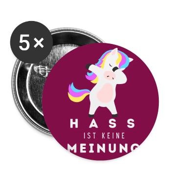 Einhorn Hass ist keine Meinung BDR - Buttons groß 56 mm (5er Pack) - Weiß - Vorne
