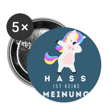 Einhorn Hass ist keine Meinung BP - Buttons groß 56 mm (5er Pack) - Weiß - Vorne