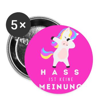 Einhorn Hass ist keine Meinung BLP - Buttons groß 56 mm (5er Pack) - Weiß - Vorne