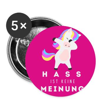 Einhorn Hass ist keine Meinung BDP - Buttons groß 56 mm (5er Pack) - Weiß - Vorne