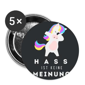 Einhorn Hass ist keine Meinung BDG - Buttons groß 56 mm (5er Pack) - Weiß - Vorne
