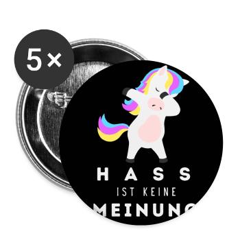 Einhorn Hass ist keine Meinung BS 2 - Buttons groß 56 mm (5er Pack) - Weiß - Vorne