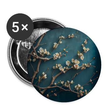 Bleu fleur de cerisier - Lot de 5 grands badges (56 mm) - blanc - Devant