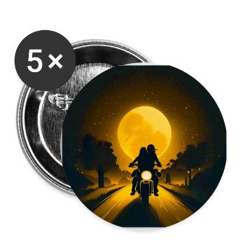 Couple Riding Motorcycle - Buttons large 2.2''/56 mm (5-pack) - white - Front