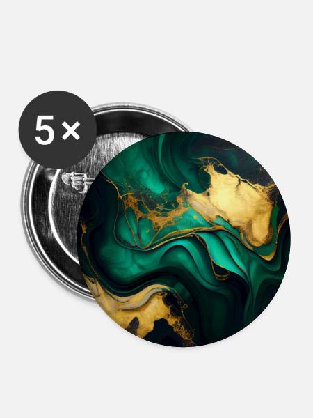 Smaragdgrüner Marmor - Buttons groß 56 mm (5er Pack) - Weiß
