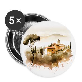 Toskana Italienische Landschaft - Buttons groß 56 mm (5er Pack) - Weiß - Vorne