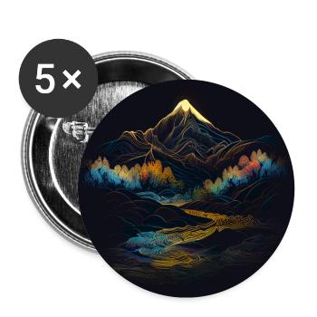 Japanische Berglandschaft - Buttons groß 56 mm (5er Pack) - Weiß - Vorne