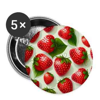 Erdbeere Bauernhof Früchte - Buttons groß 56 mm (5er Pack) - Weiß - Vorne