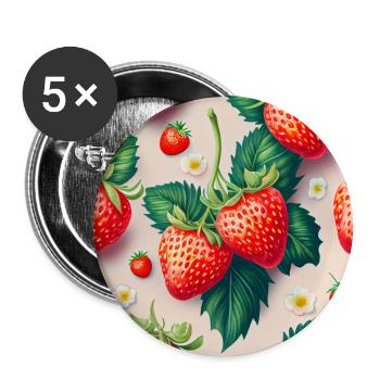 Cute Strawberry Modern - Buttons large 2.2''/56 mm (5-pack) - white - Front
