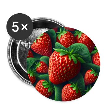 Modern Red Strawberry Leaves - Buttons large 2.2''/56 mm (5-pack) - white - Front