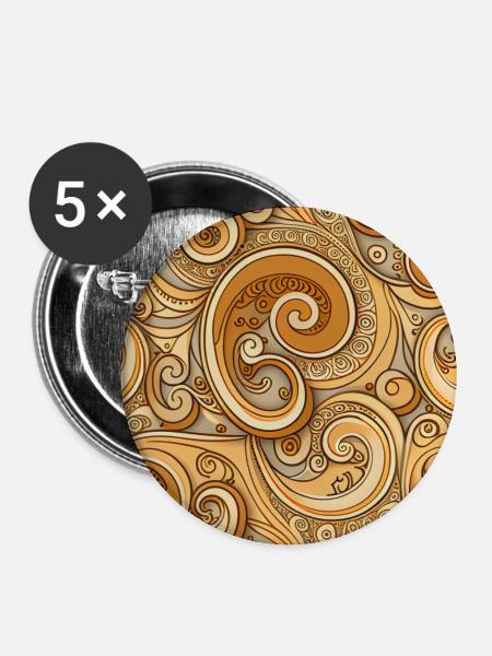 Yellow Swirl Abstract - Buttons groß 56 mm (5er Pack) - Weiß