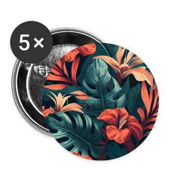 Tropical Flowers Leaves Floral - Buttons large 2.2''/56 mm (5-pack) - white - Front