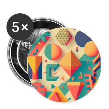 Vintage 90er Jahre Muster Geometrisch - Buttons groß 56 mm (5er Pack) - Weiß - Vorne