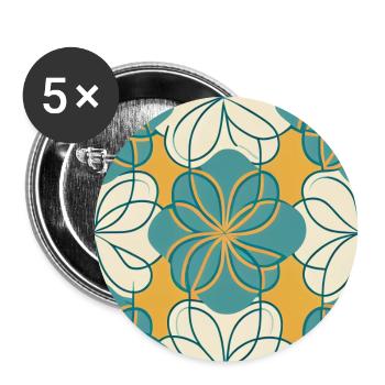 Vintage Flower Pattern - Buttons large 2.2''/56 mm (5-pack) - white - Front