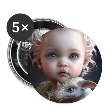 Fantasy Girl Gift - Buttons large 2.2''/56 mm (5-pack) - white - Front