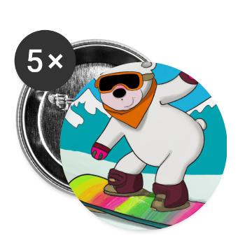 Cool Polar Bear Rides Snowboard V2 Cadeau - Lot de 5 grands badges (56 mm) - blanc - Devant