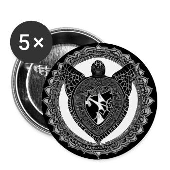 Schildkröte in Herzform Mandala - Buttons groß 56 mm (5er Pack) - Weiß - Vorne