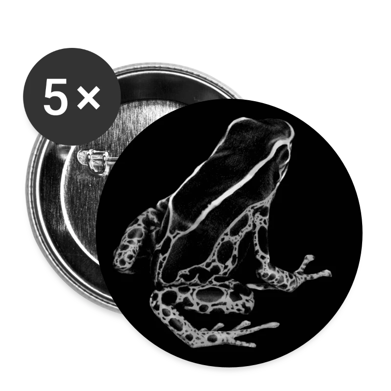 Frosch, F&auml;rberfrosch - Buttons gro&szlig; 56 mm (5er Pack)