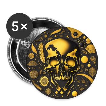 Skull Art Round - Buttons large 2.2''/56 mm (5-pack) - white - Front