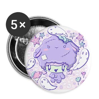 Cute Zombie Lamb bubble head cutie - Buttons large 2.2''/56 mm (5-pack) - white - Front
