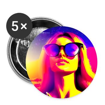 Space adventure lady - Buttons large 2.2''/56 mm (5-pack) - white - Front