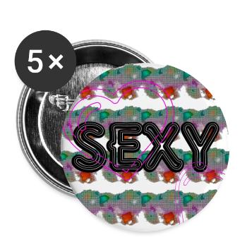 Sexy (Word) - Boutique WoW - 2023 - Lot de 5 grands badges (56 mm) - blanc - Devant