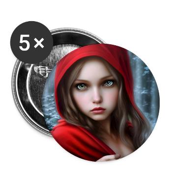 Rotkäppchen im Winterwald - Märchen - Buttons groß 56 mm (5er Pack) - Weiß - Vorne