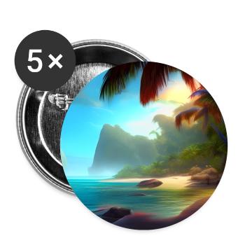 Tropical beach - Buttons groß 56 mm (5er Pack) - Weiß - Vorne