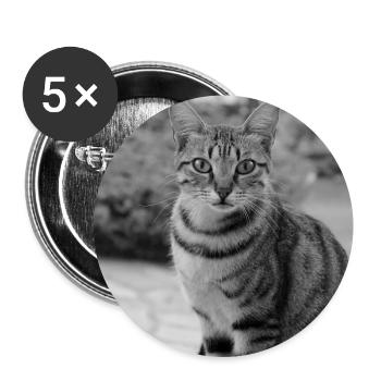 Katze Hintergrund Porträt weiß-schwarz - Buttons groß 56 mm (5er Pack) - Weiß - Vorne