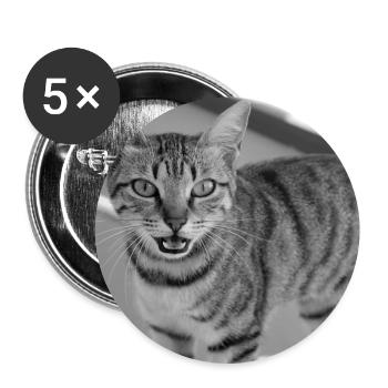 Katze Porträt weiß-schwarz - Buttons groß 56 mm (5er Pack) - Weiß - Vorne