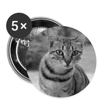 Katze Hintergrund Porträt weiß-schwarz - Buttons groß 56 mm (5er Pack) - Weiß - Vorne