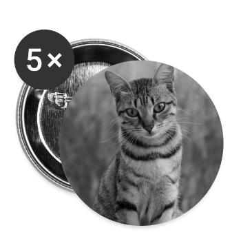 schwarzweiße Katze  - Buttons groß 56 mm (5er Pack) - Weiß - Vorne