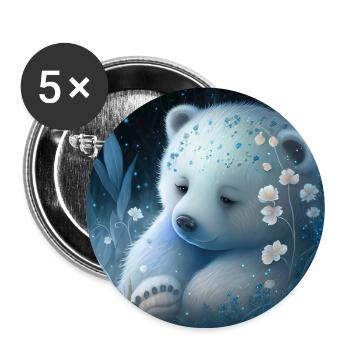 Eisbär - Buttons groß 56 mm (5er Pack) - Weiß - Vorne