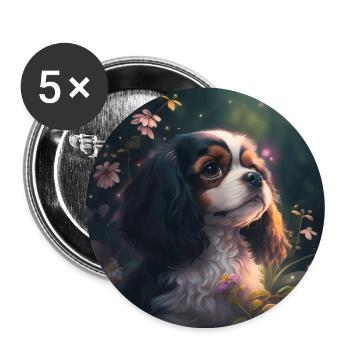 Charlie Spaniel Chiot - Lot de 5 grands badges (56 mm) - blanc - Devant