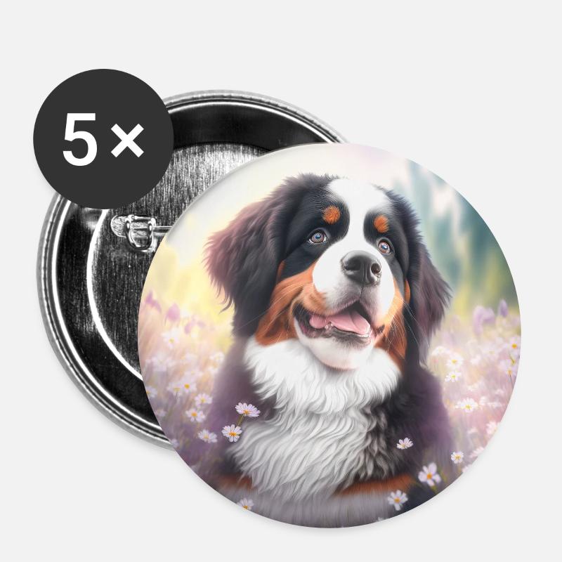 Bernese Mountain Dog - Buttons large 2.2''/56 mm (5-pack) - white