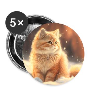 Kittens in the snow - Buttons large 2.2''/56 mm (5-pack) - white - Front