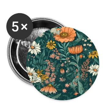 Fleurs Motif Fleurs Fleurs Fleurs Nature Cadeau Fleurs - Lot de 5 grands badges (56 mm) - blanc - Devant