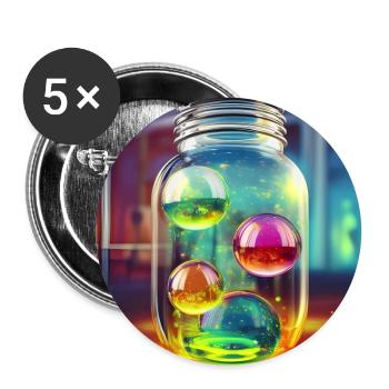 Glasperlen im Glas - Buttons groß 56 mm (5er Pack) - Weiß - Vorne