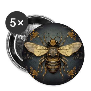 Abeille - Lot de 5 grands badges (56 mm) - blanc - Devant
