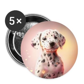 Dalmatiner Welpe - Buttons groß 56 mm (5er Pack) - Weiß - Vorne
