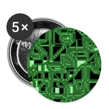 Leiterbahnen (Grün, Technik) - Buttons groß 56 mm (5er Pack) - Weiß - Vorne