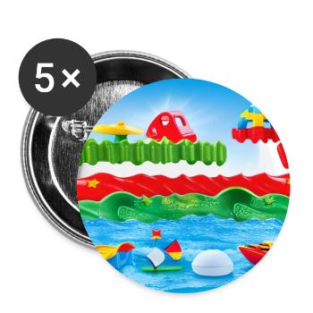 Kinderspielzeug am Meer - Buttons groß 56 mm (5er Pack) - Weiß - Vorne
