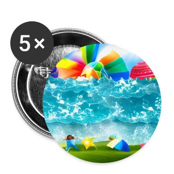 children having a good time during sunny day - Buttons large 2.2''/56 mm (5-pack) - white - Front