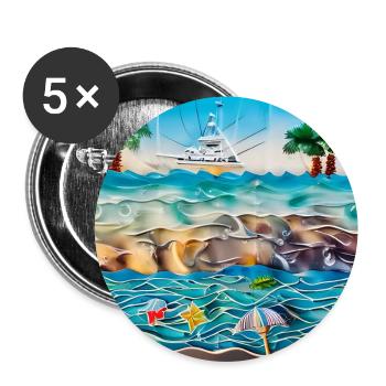 Sonniger Tag am Meer - Buttons groß 56 mm (5er Pack) - Weiß - Vorne