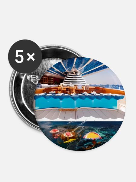 vacation at sea - Buttons large 2.2''/56 mm (5-pack) - white