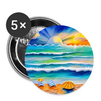 Sonnenuntergang am Meer - Buttons groß 56 mm (5er Pack) - Weiß - Vorne