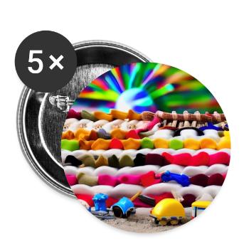 Spielzeug an der sonnigen Küste - Buttons groß 56 mm (5er Pack) - Weiß - Vorne
