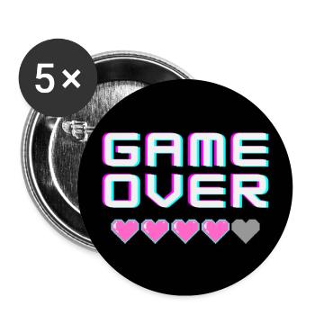 Game Over Geek - Lot de 5 grands badges (56 mm) - blanc - Devant