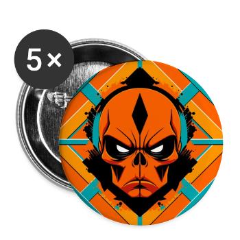 Alien Skull - Buttons large 2.2''/56 mm (5-pack) - white - Front